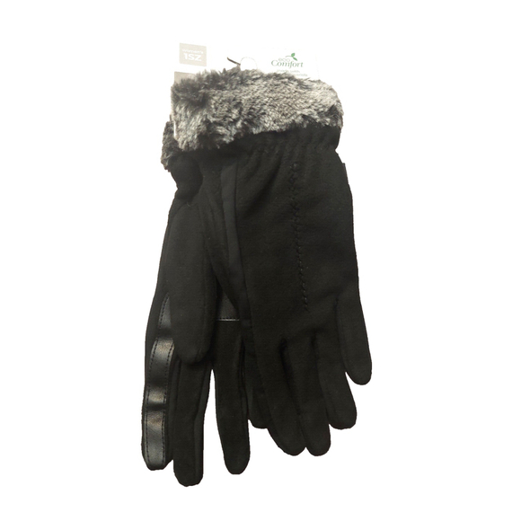 Isotoner Signature Black Fleece Gloves Faux-Fur Cuffs Sz One Size NWT - Picture 4 of 13